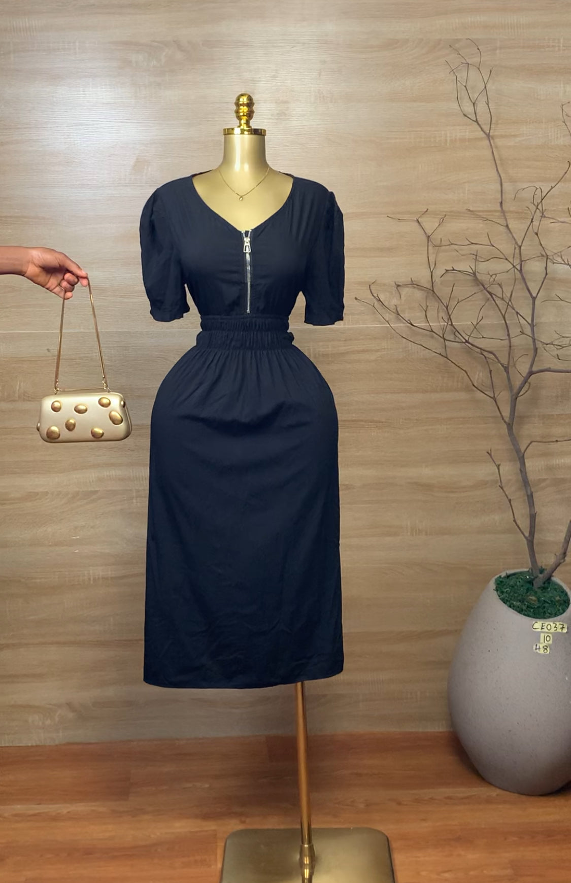 SIZE10 CEO37 black dress Length48
