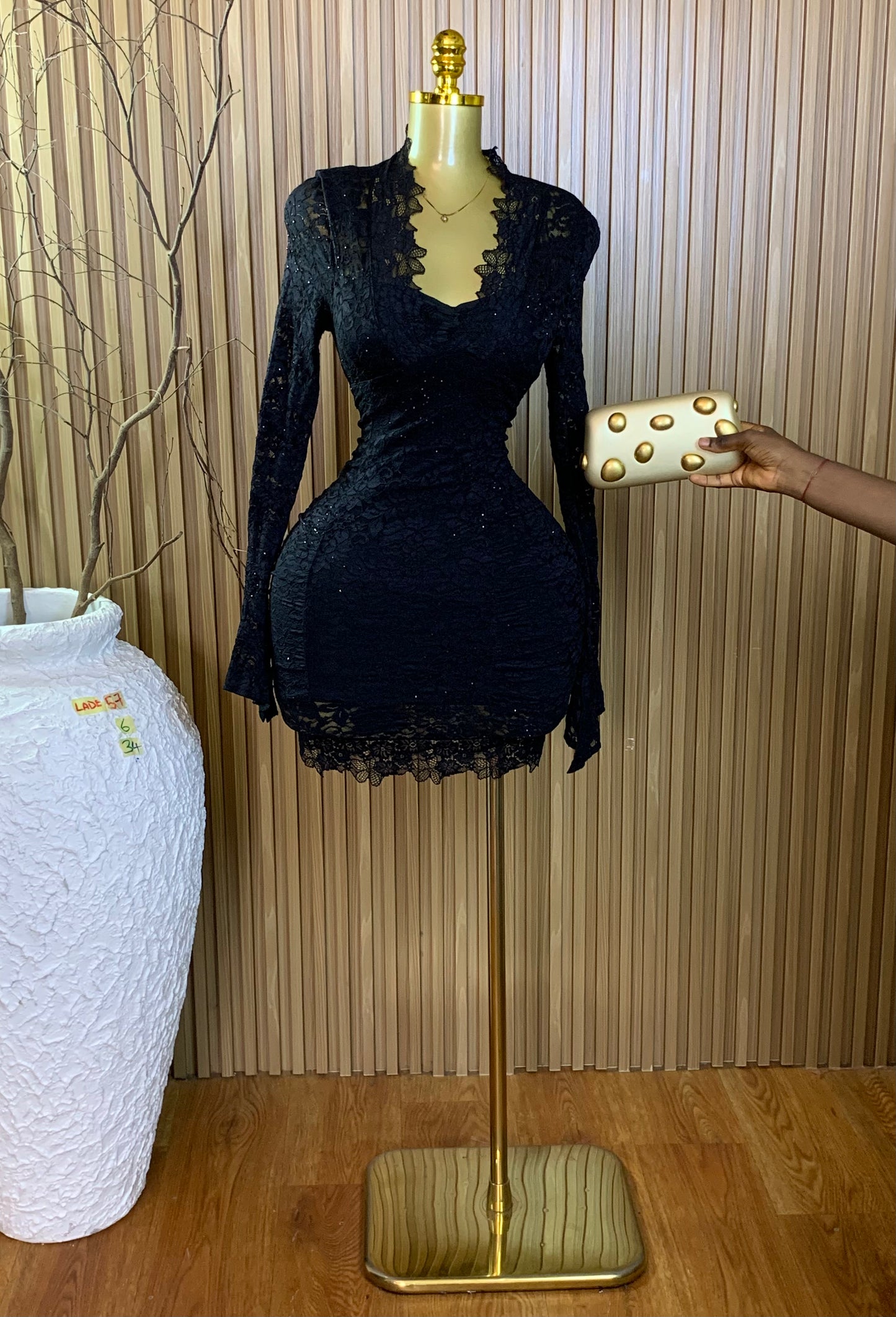 LADE57 SIZE6 Length34 black dress