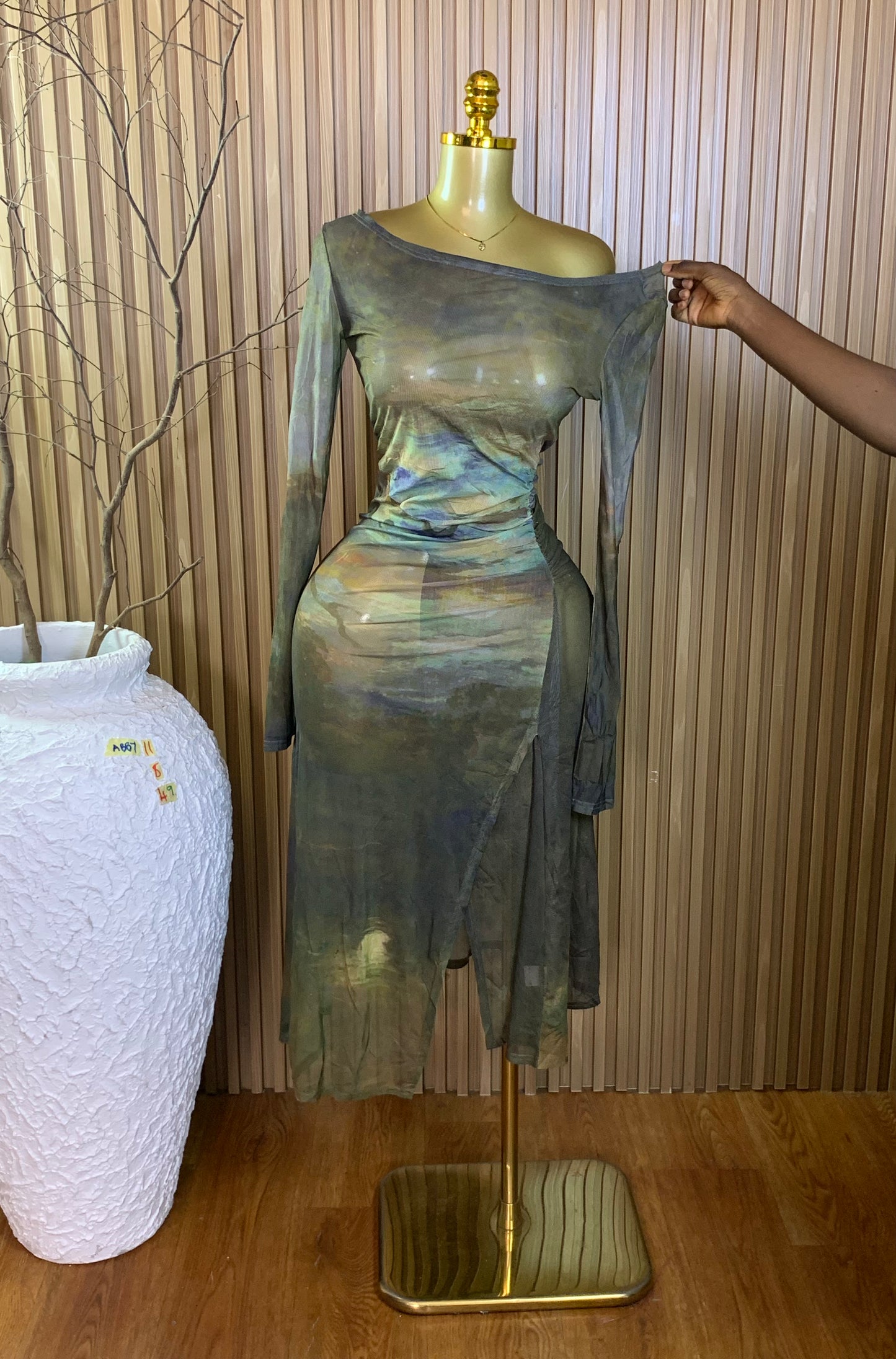 ABBY11 SIZE8 Length49 mesh dress