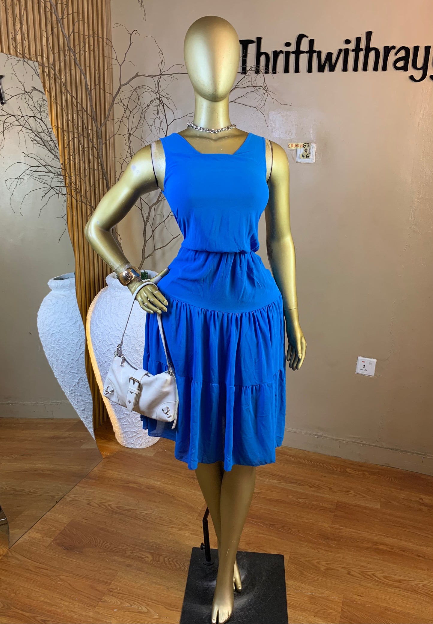 CRUNCH62 SIZE8 Length46 blue chiffon dress