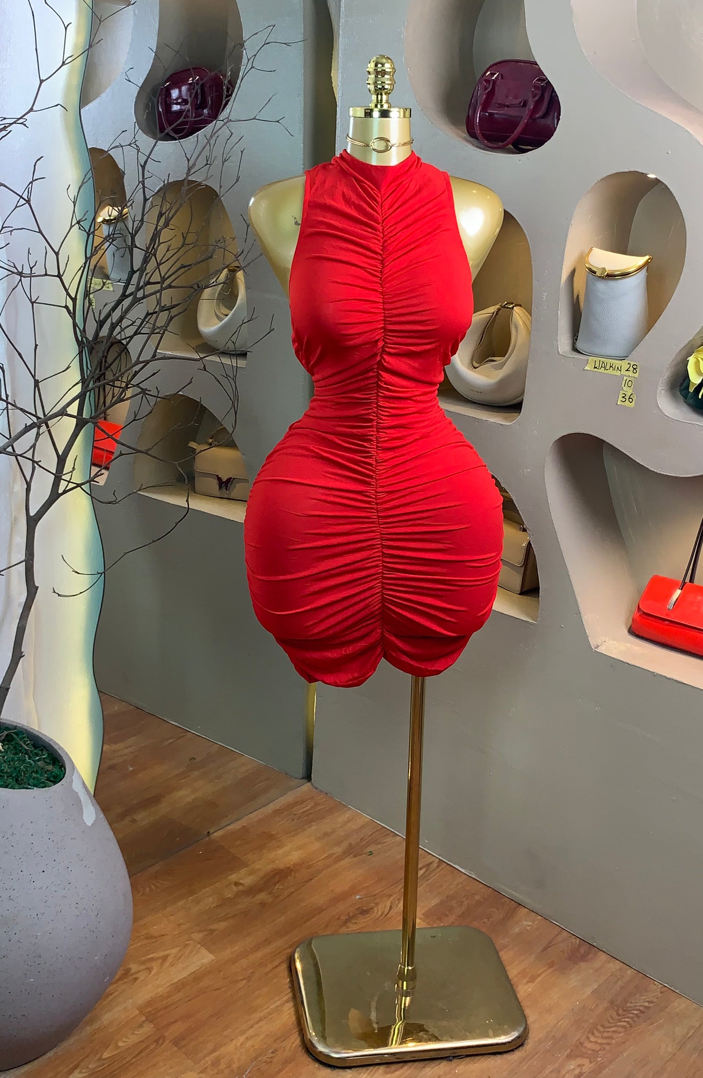 WALK-IN28 SIZE10 Length36 red dress