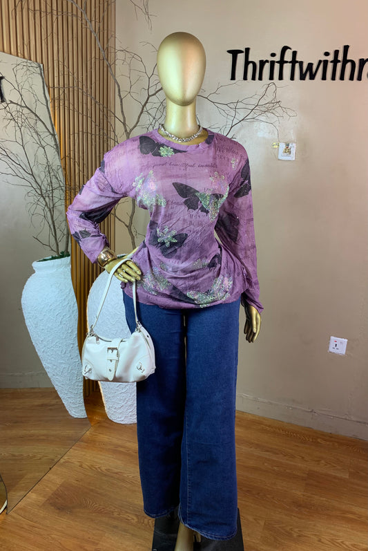 SIZE22 GIRL4 PURPLE MESH TOP ONLY