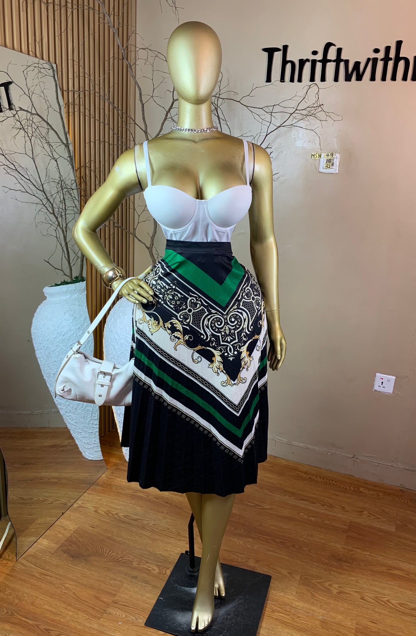 SIZE16 MSH49 MULTI COLOR PLEAT SKIRT ONLY Length32