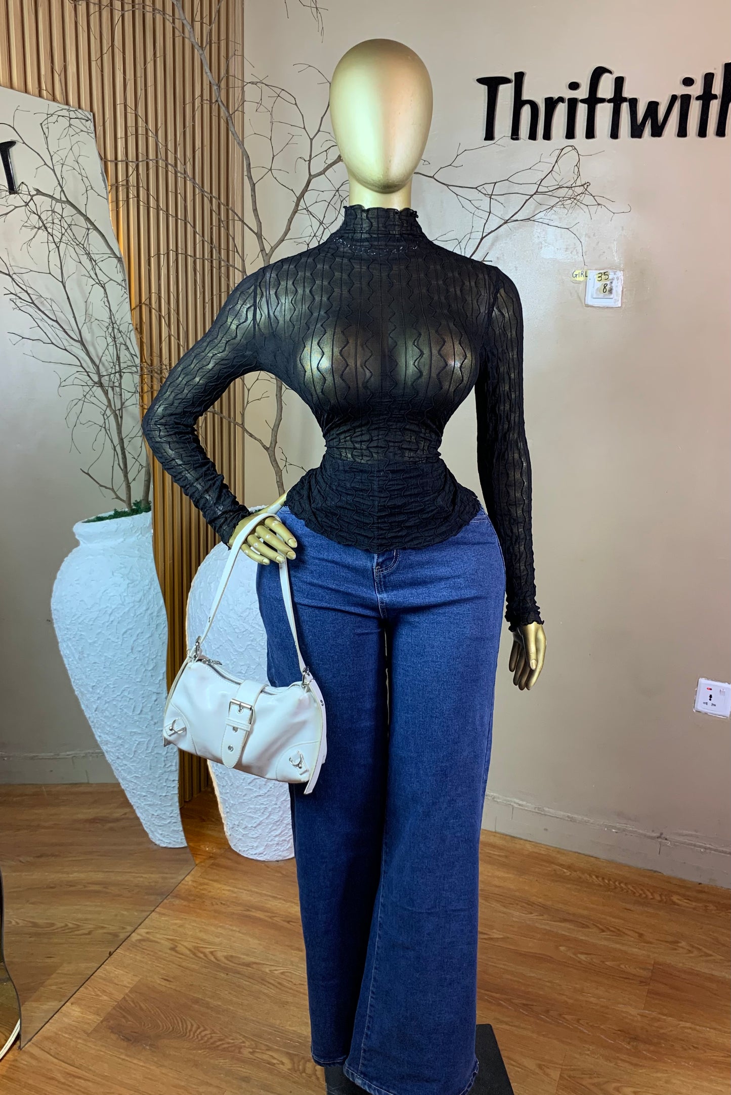 SIZE8 GIRL35 BLACK MESH TOP ONLY