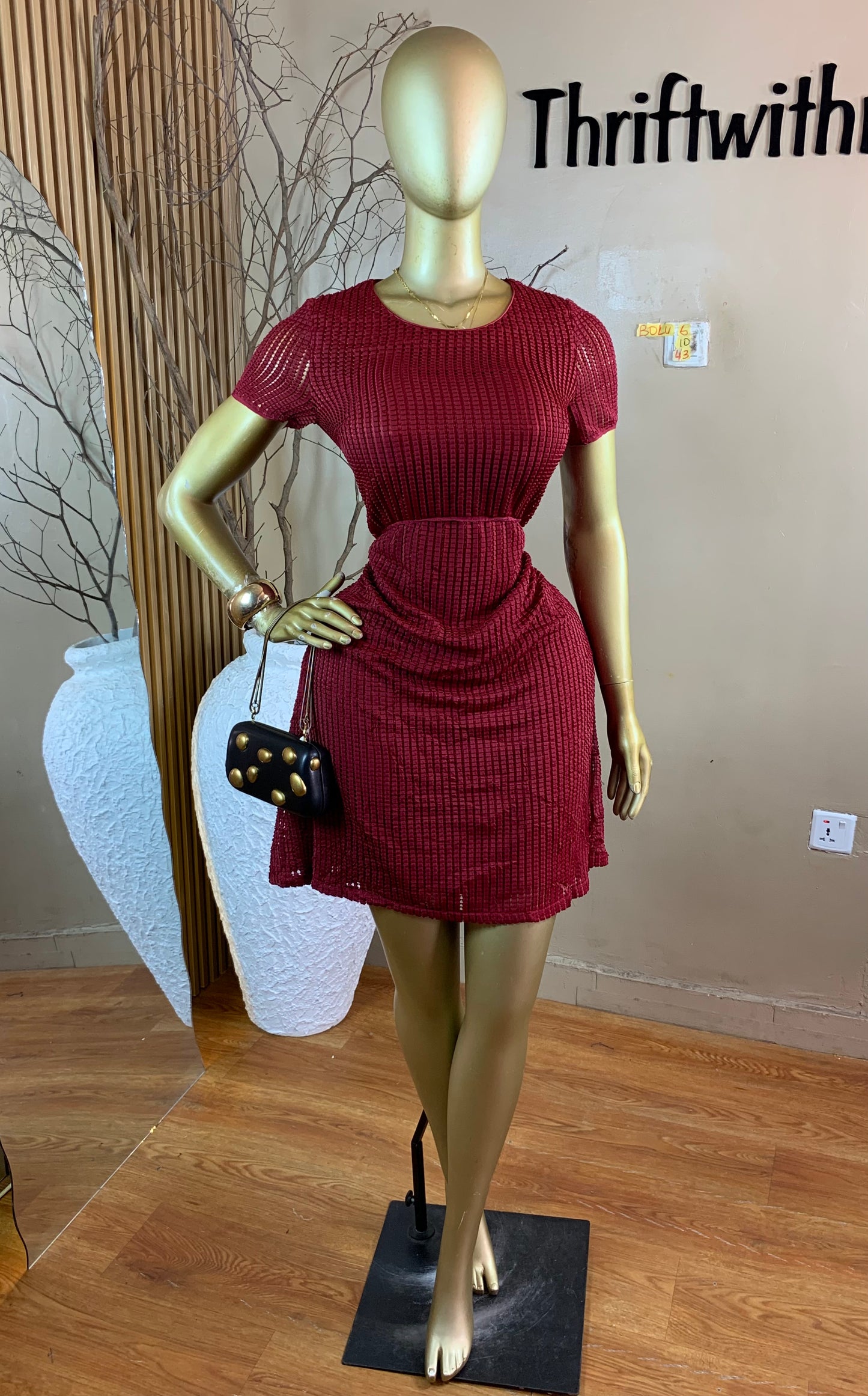 BOLU6 SIZE10 Length43 Maroon dress