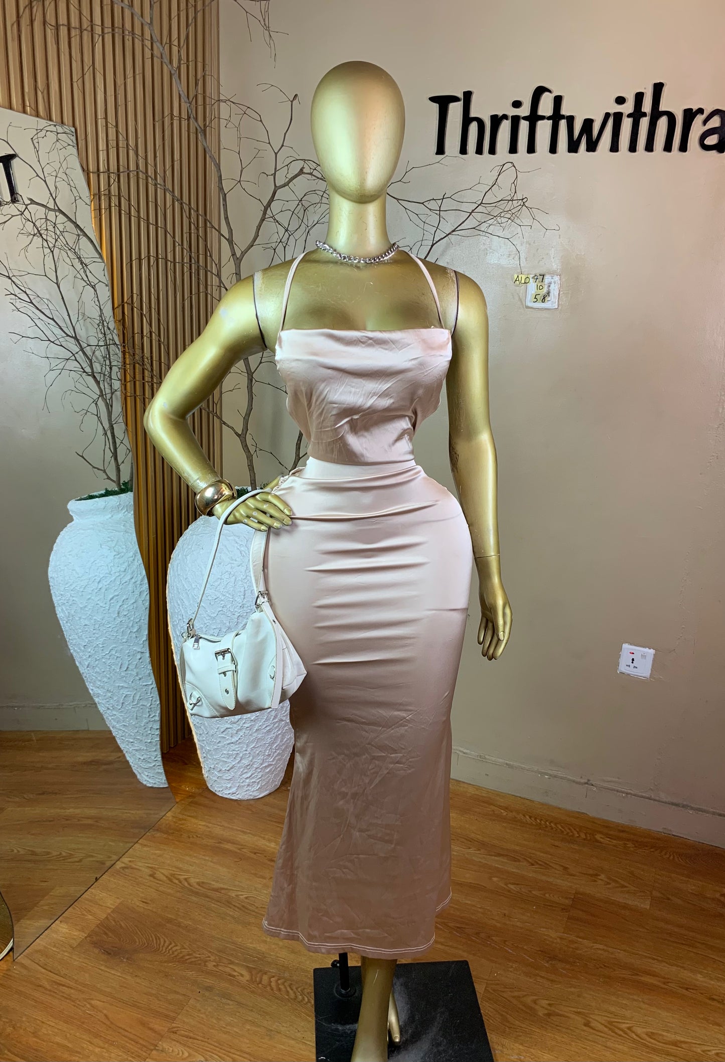 SIZE10 ALO77 SILK DRESS Length58