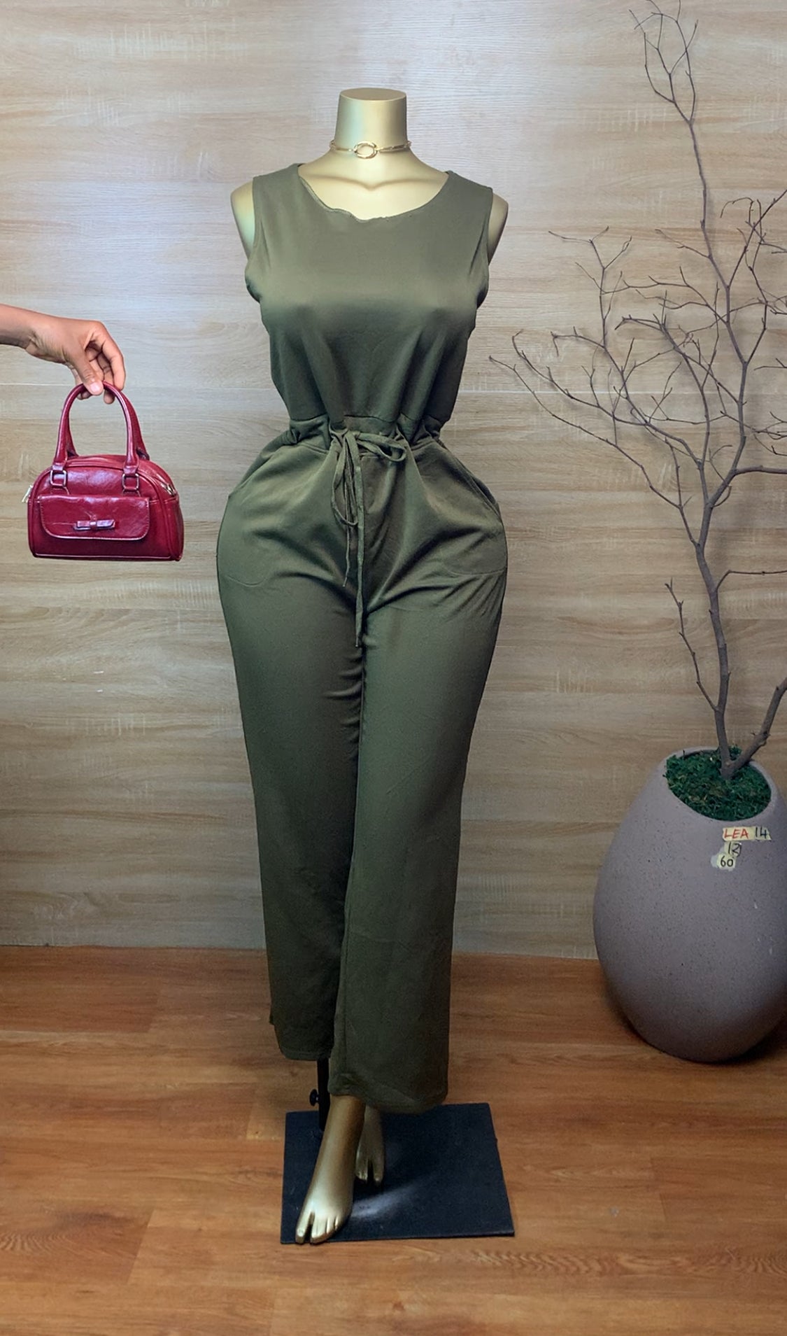 LEA14 SIZE12 Green Jumpsuit Length60