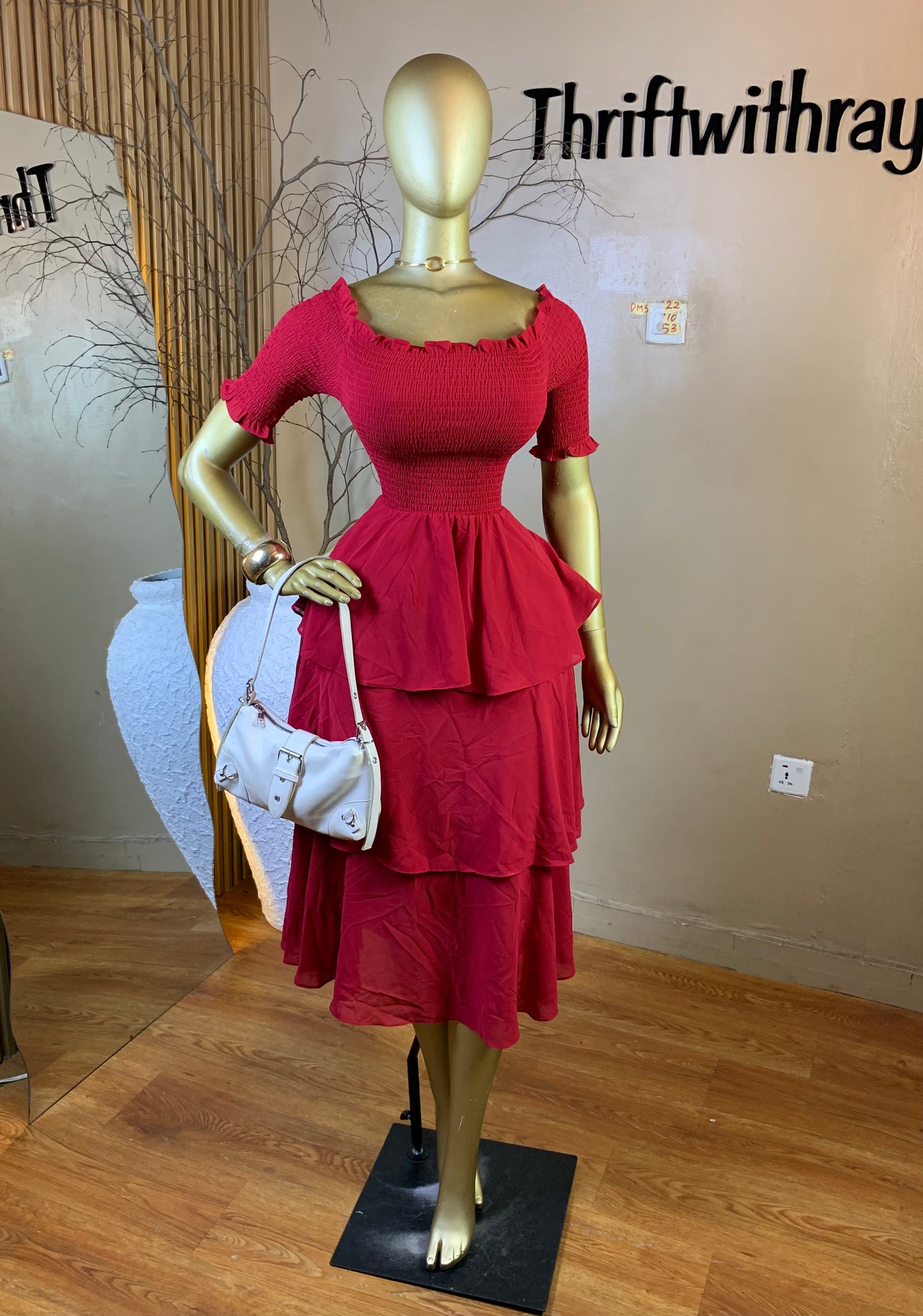 DAMSEL22 SIZE10 Length53 red dress