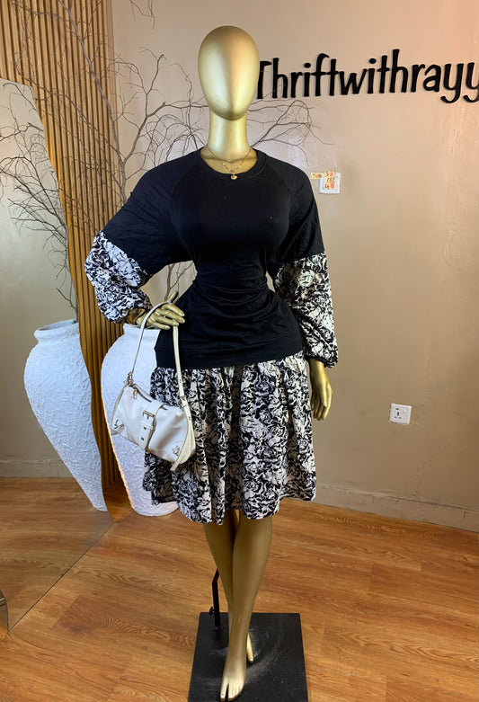 TOYO33 SIZE16 Length48 white&black dress
