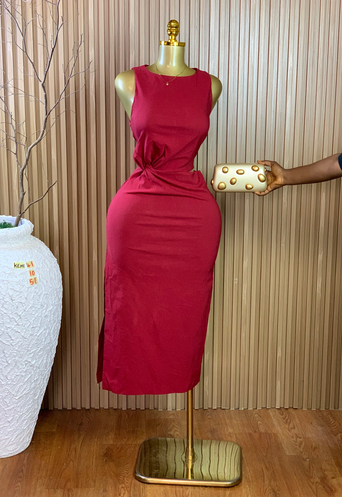 KEMI41 SIZE10 Length51 burgundy dress