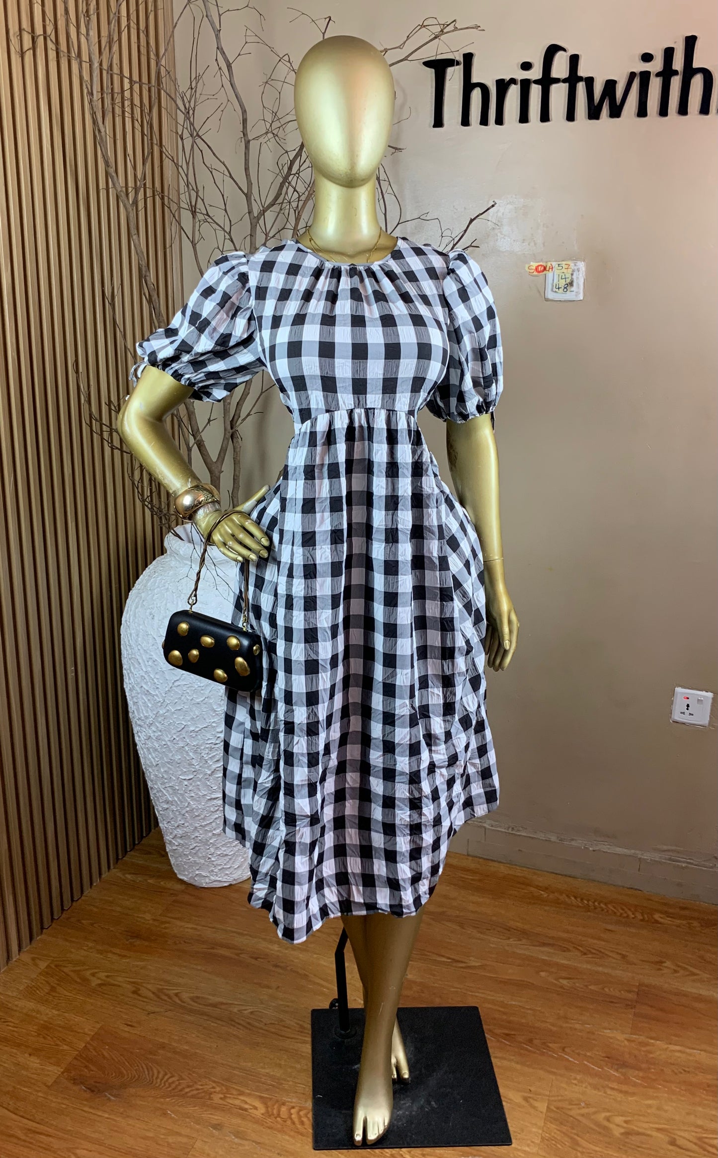 SOLA57 SIZE14 Length48 white&black free dress