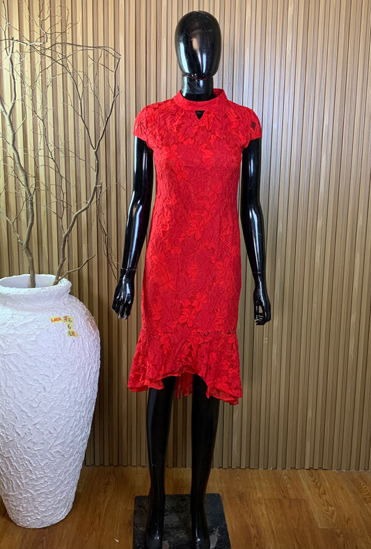 LADE76 SIZE6 Length38 red dress