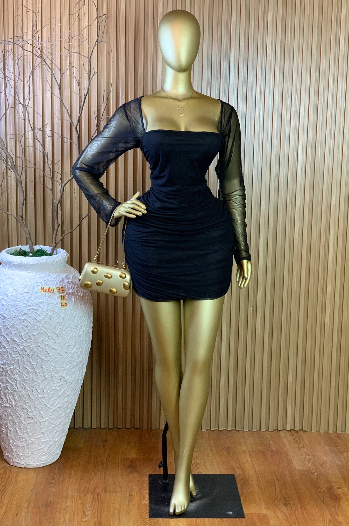 NELLY32 SIZE16 Length40 mesh dress