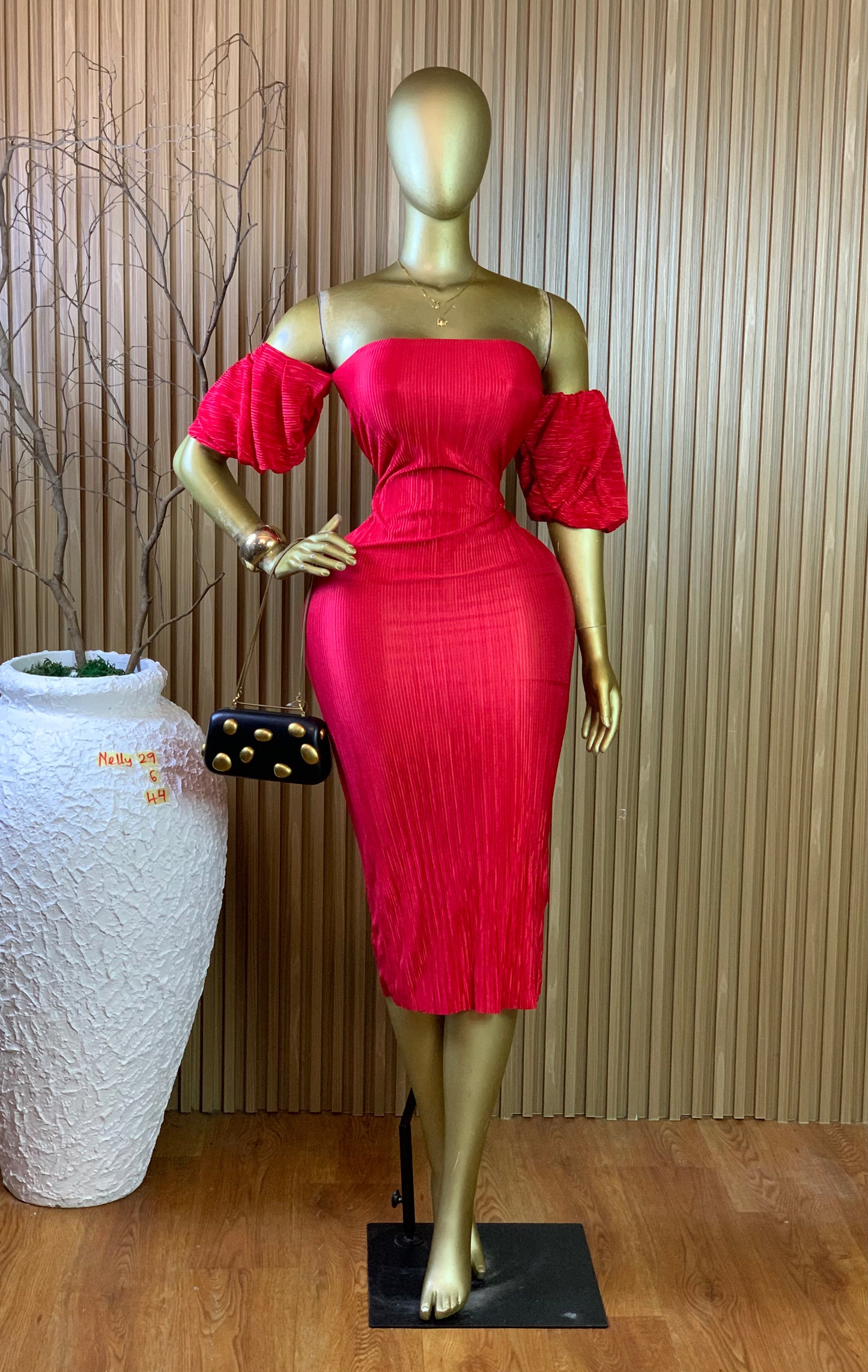 NELLY29 SIZE6 Length44 red dress