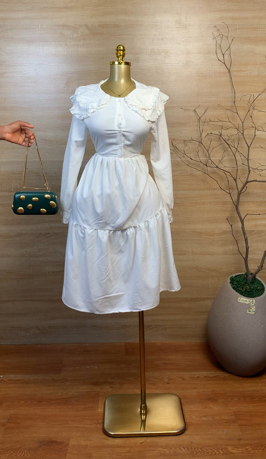 SIZE10 ZOOM52 White Dress Length44
