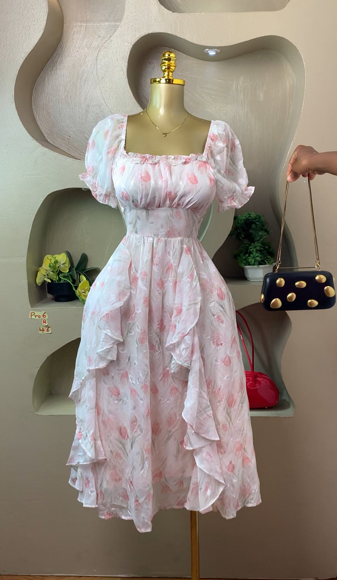 PRO6 SIZE8 Floral DRESS Length46