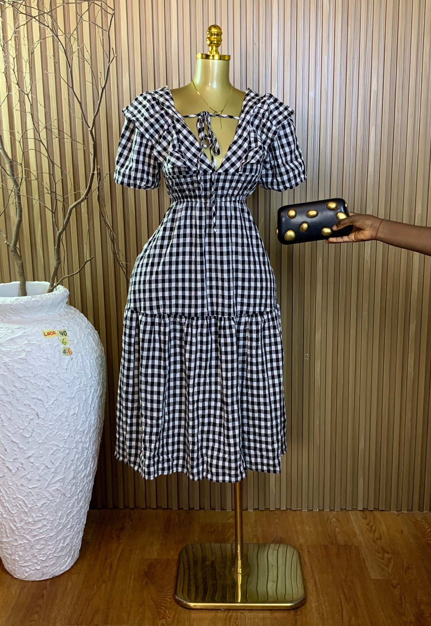 LADE40 SIZE6 Length46 white&black dress