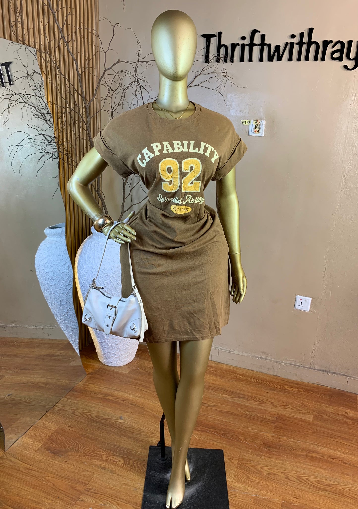 MINA75 SIZE16 Length43 brown dress