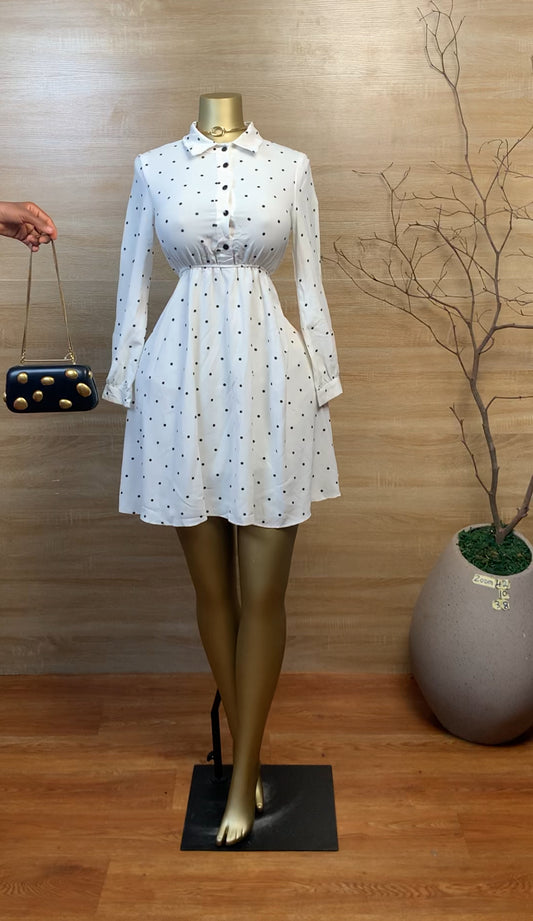 SIZE10 ZOOM42 White&Black polka dots Length38