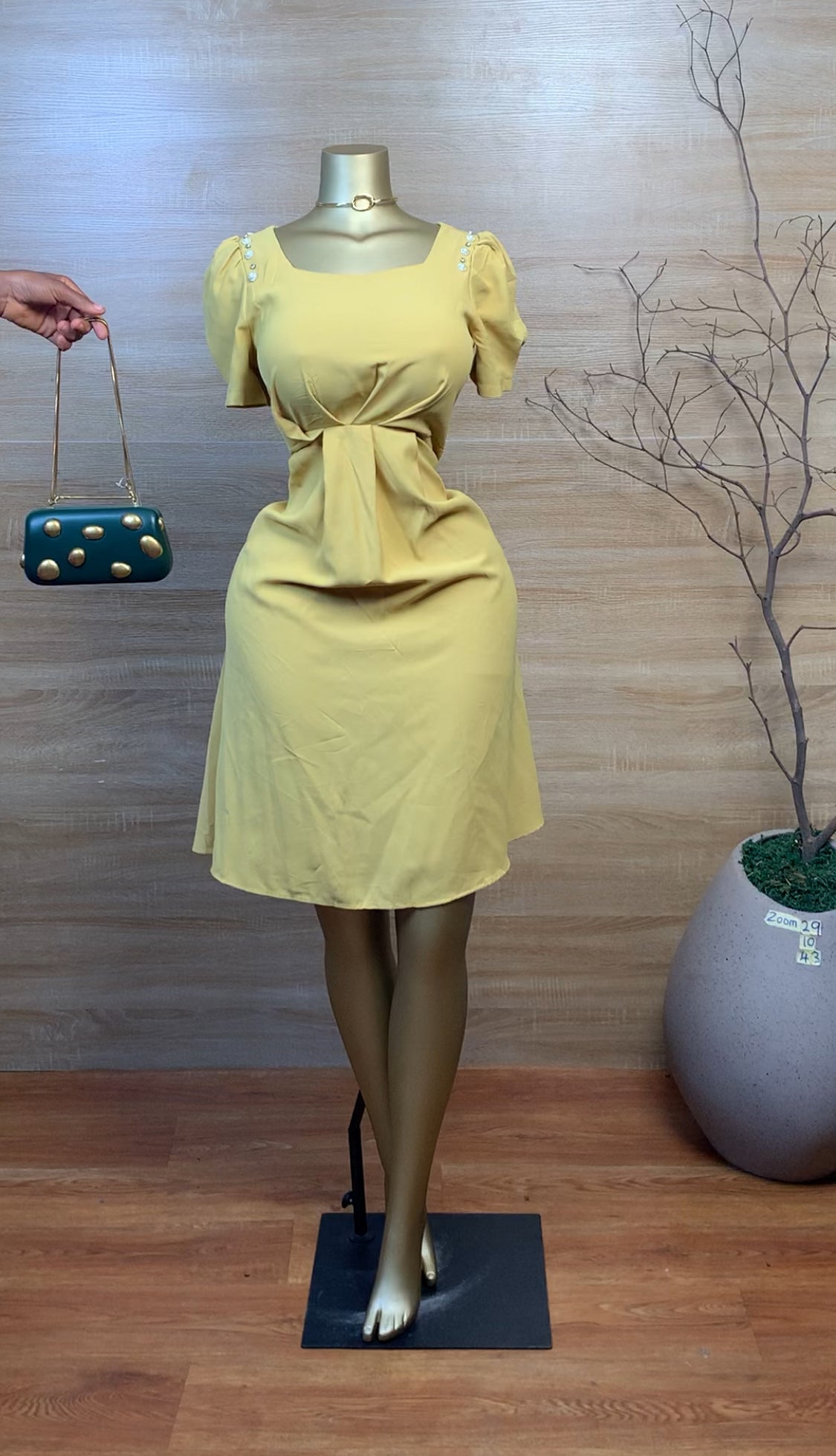 SIZE10 ZOOM29 Yellow Dress Length43