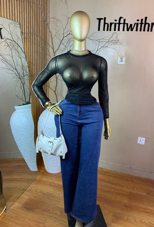 SIZE8 GIRL38 BLACK MESH TOP ONLY