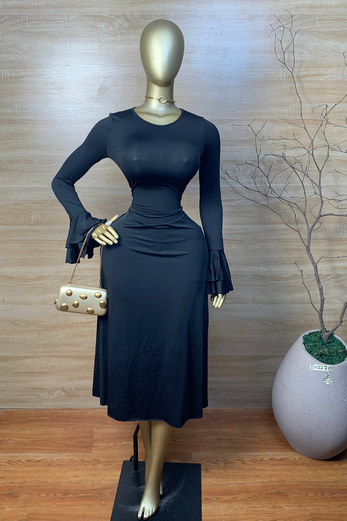 SIZE8 BUZZ75 BLACK DRESS Length55