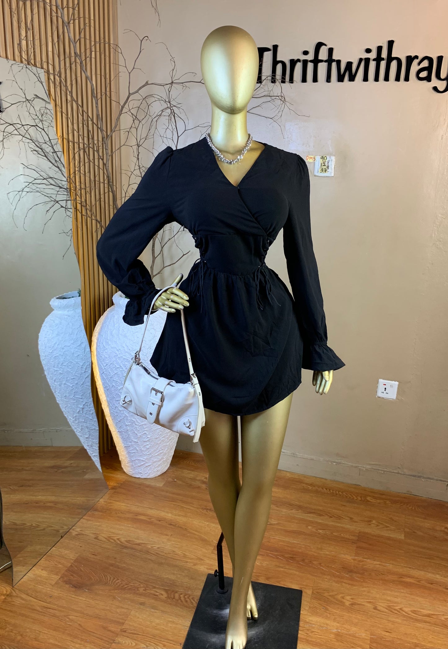 DAMSEL90 SIZE12 Length37 black dress