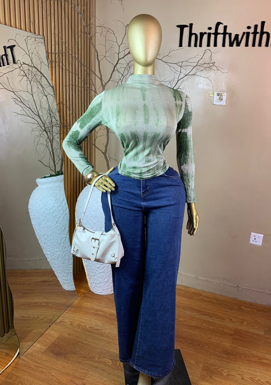 SIZE8 GIRL41 GREEN MESH TOP ONLY