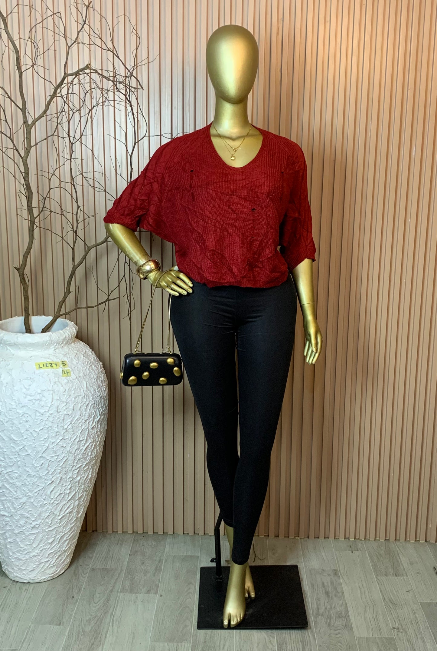 LIZZY5 SIZE14(Burgundy free knit top)