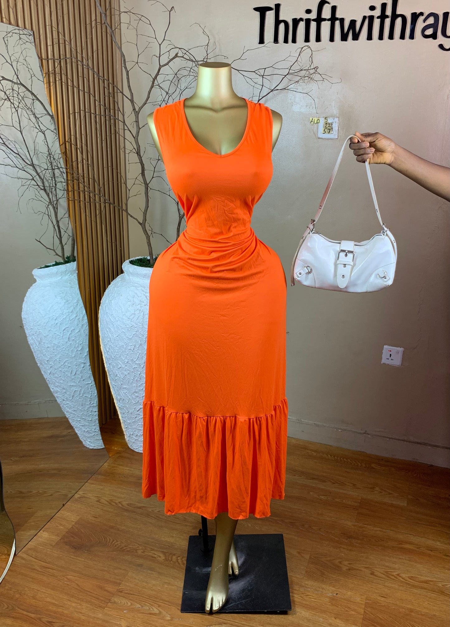 SIZE22 ALO5 ORANGE DRESS Length57