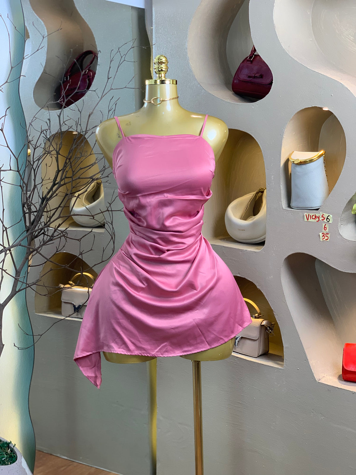 VICKY56 SIZE6 Rose pink DRESS Length35