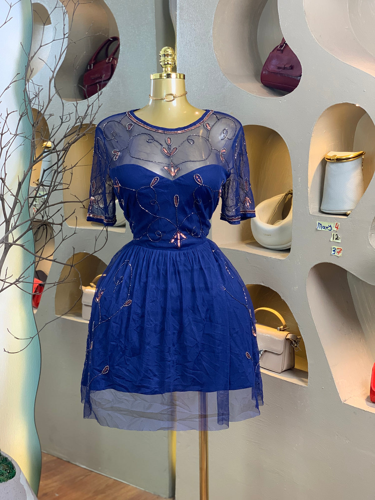 MARY4 SIZE12 Blue DRESS Length37