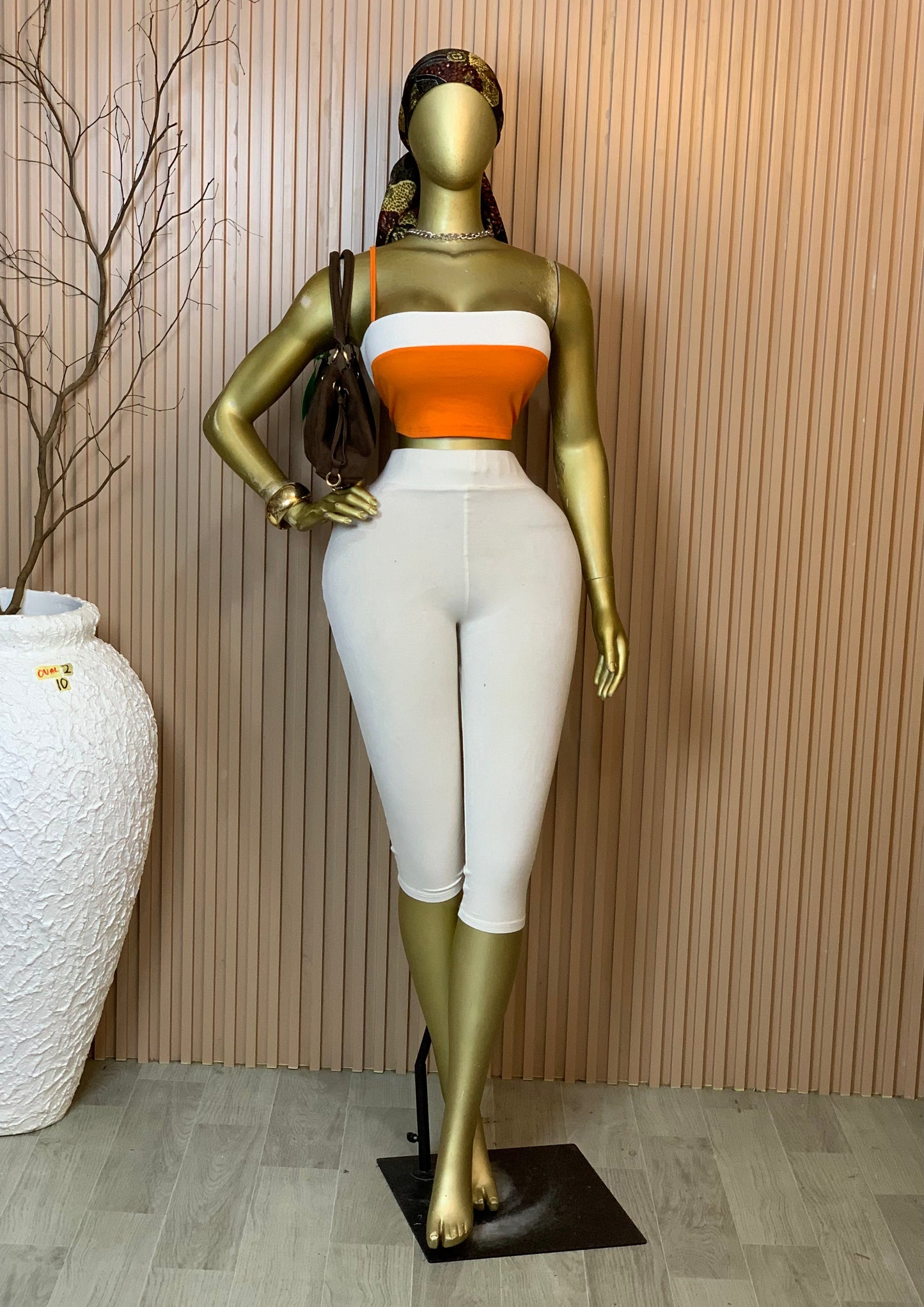 OVAL2 SIZE10 Orange&white top