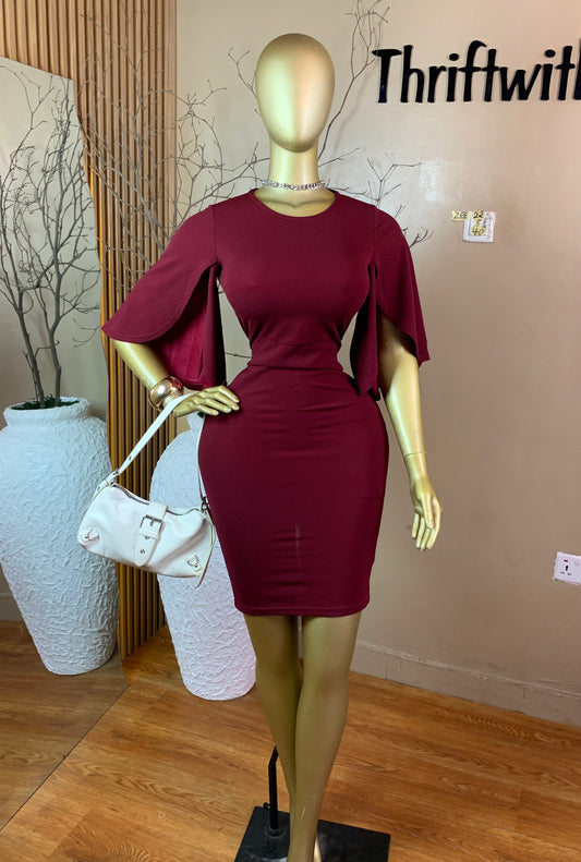 ZEE22 BURGUNDY CORPORATE DRESS SIZE8 Length40