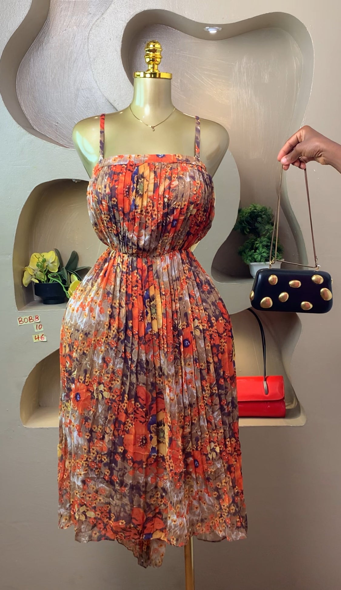 BOB8 SIZE10 Floral DRESS Length46