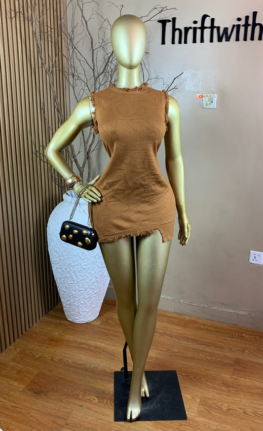 SOLA47 SIZE10 Length30 brown dress