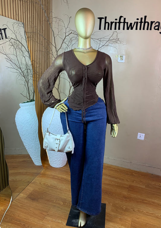 SIZE6 GIRL86 CHOCOLATE MESH TOP ONLY