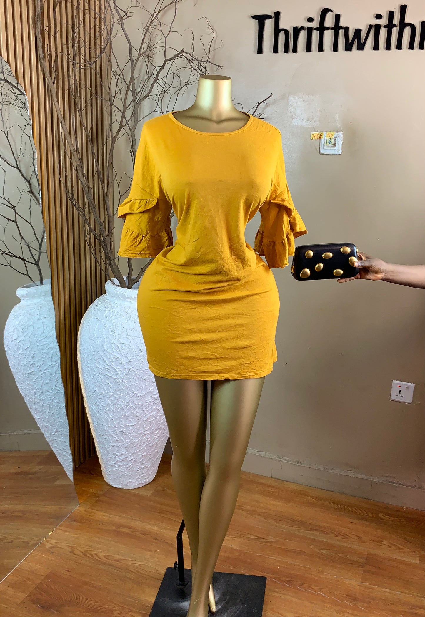 TADE50 SIZE16 Length35 Yellow dress