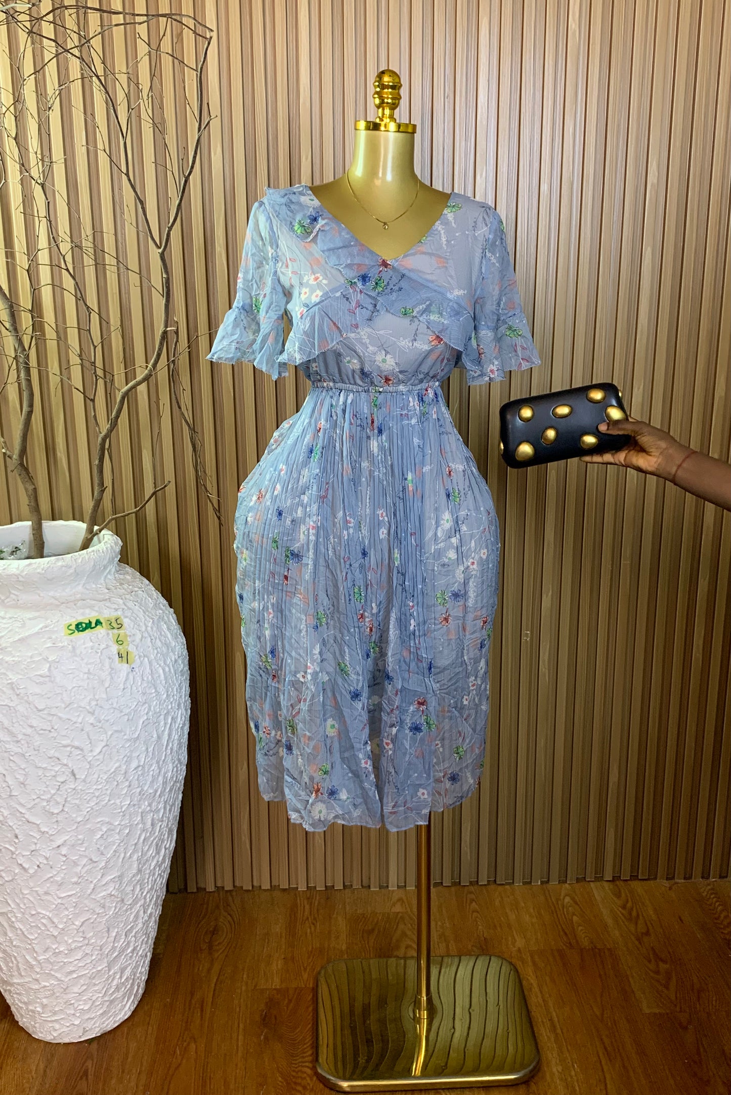 SOLA35 SIZE6 Length41 chiffon dress