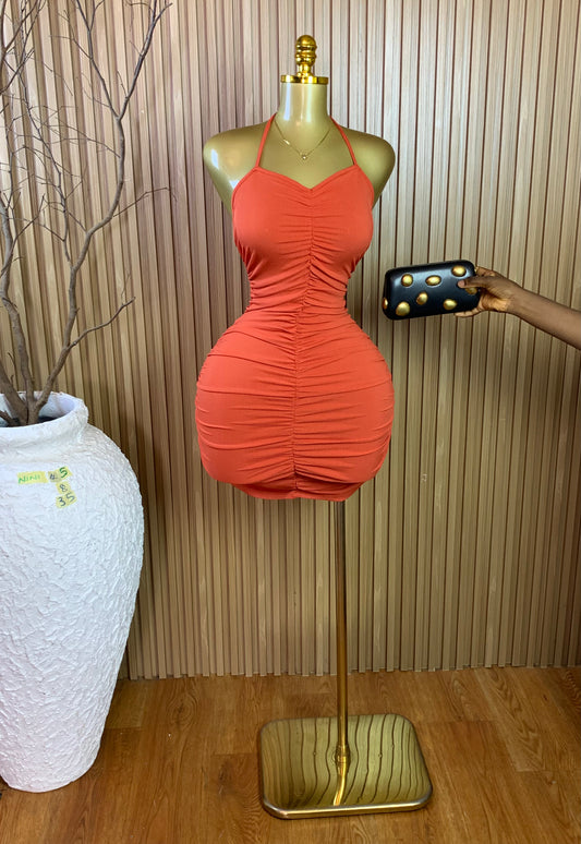 NINI45 SIZE8 Length35 burnt Orange dress