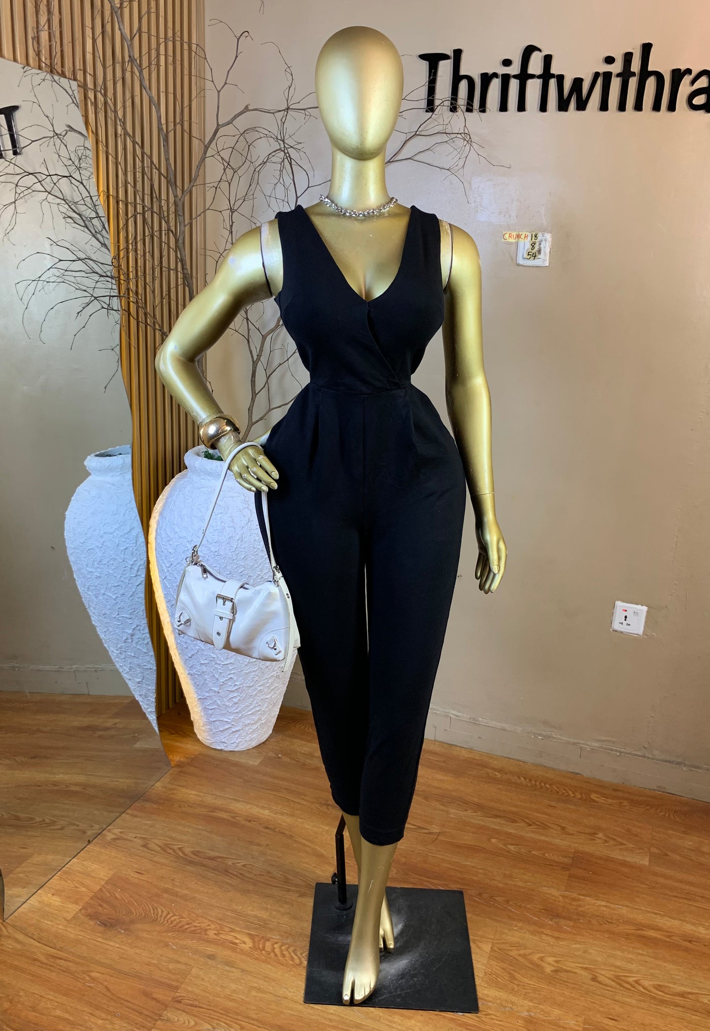 CRUNCH18 SIZE8 Length54 black jumpsuit