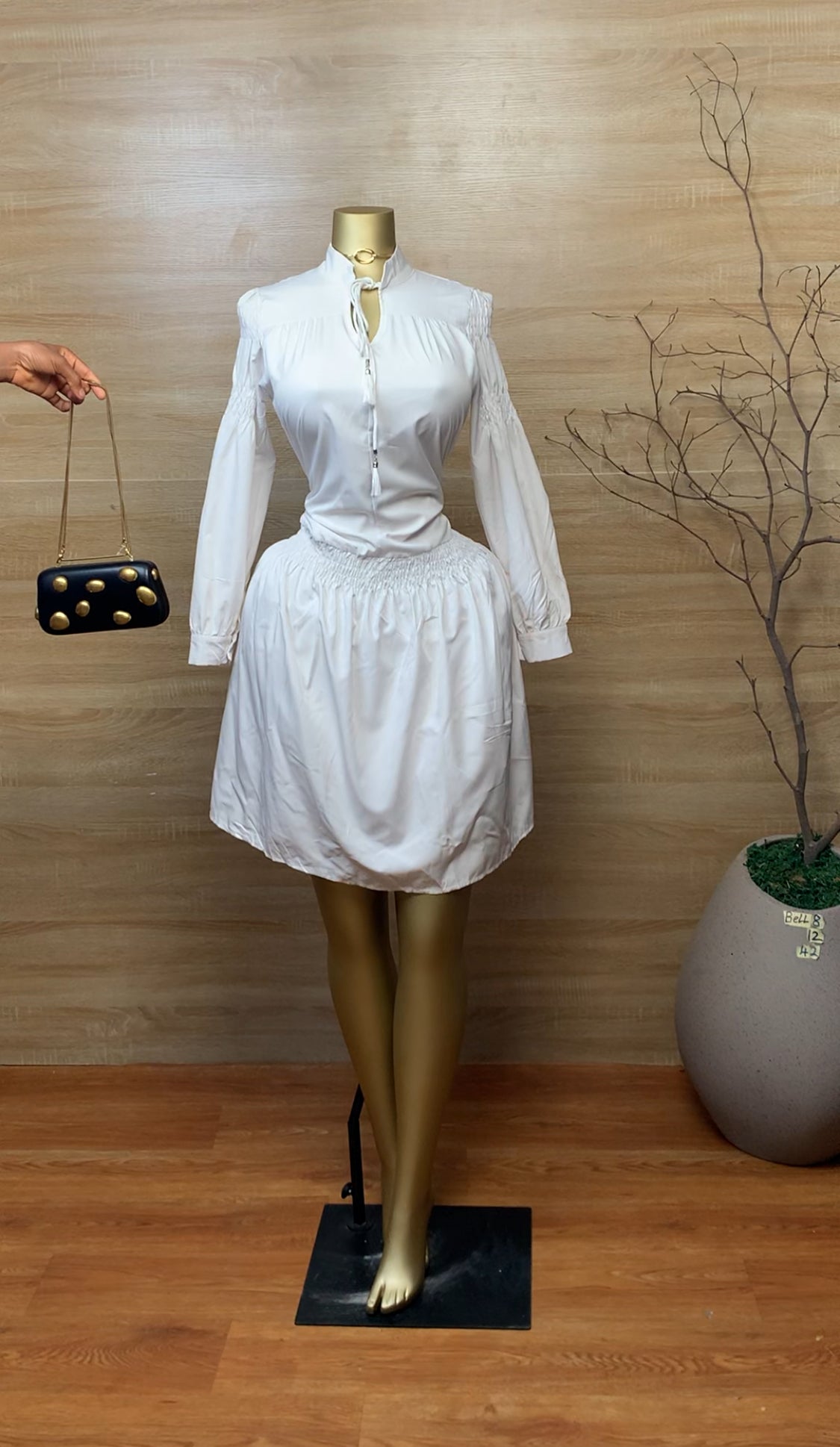 SIZE12 BELL8 White Dress Length42