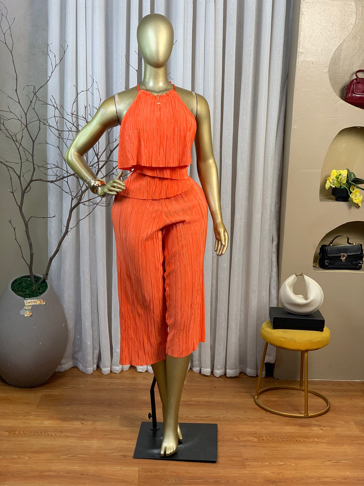 SASSY33 SIZE10 orange jumpsuit Length55