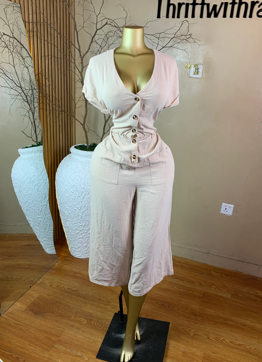 SIZE14 ALO45 CREAM JUMPSUIT Length53