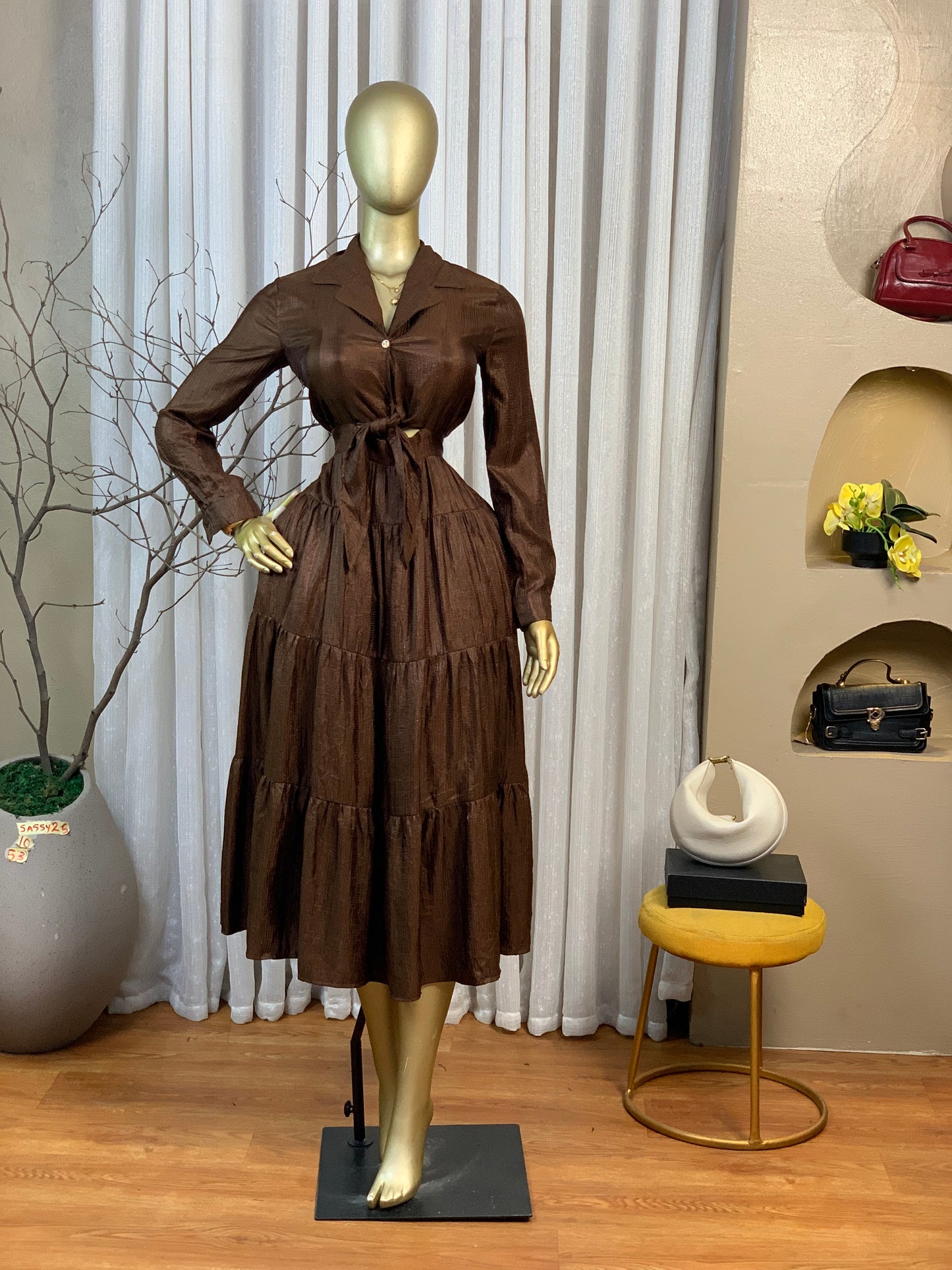SASSY25 SIZE10 Brown DRESS Length53