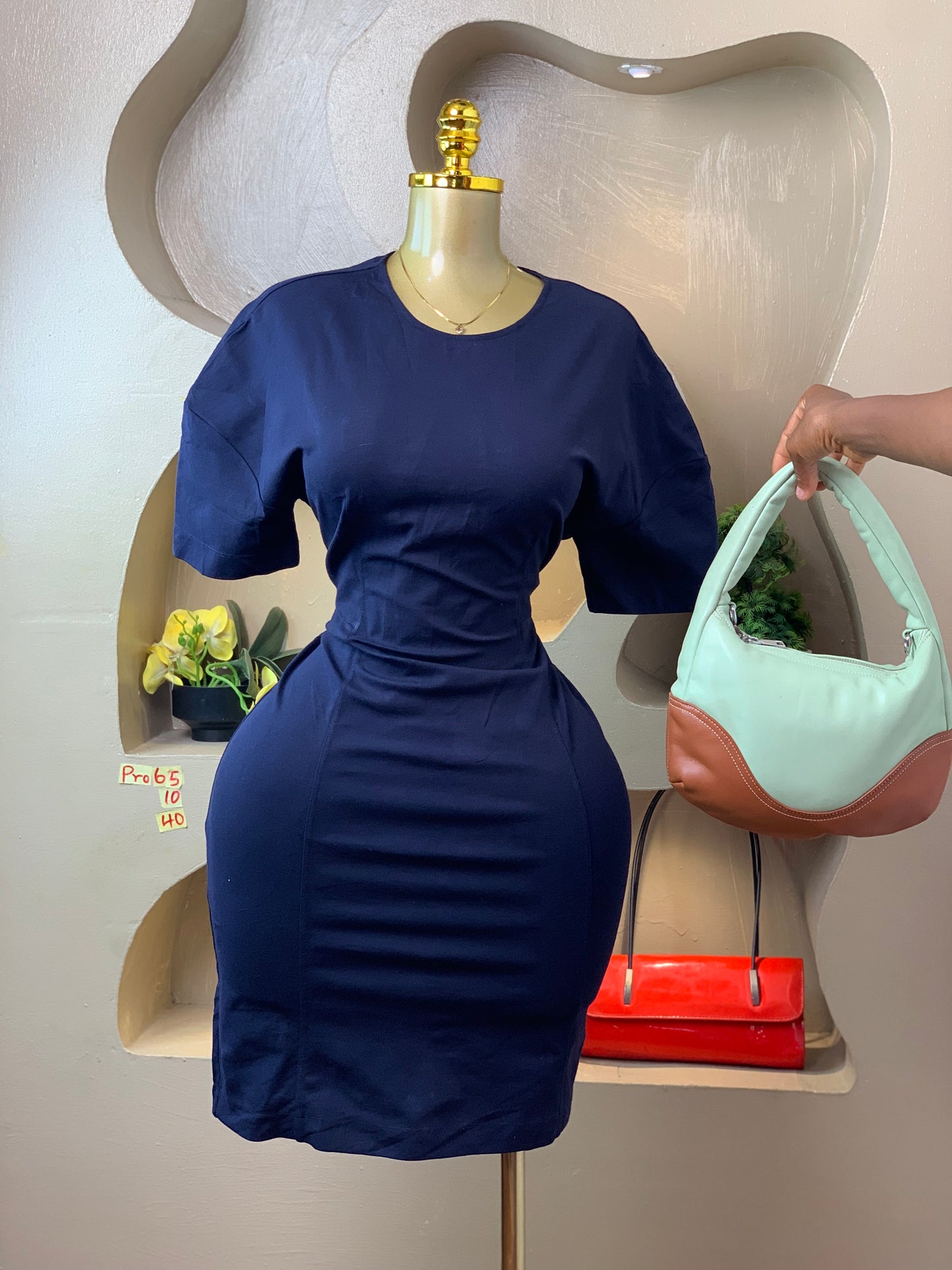 PRO65 SIZE10 Navy blue DRESS Length40