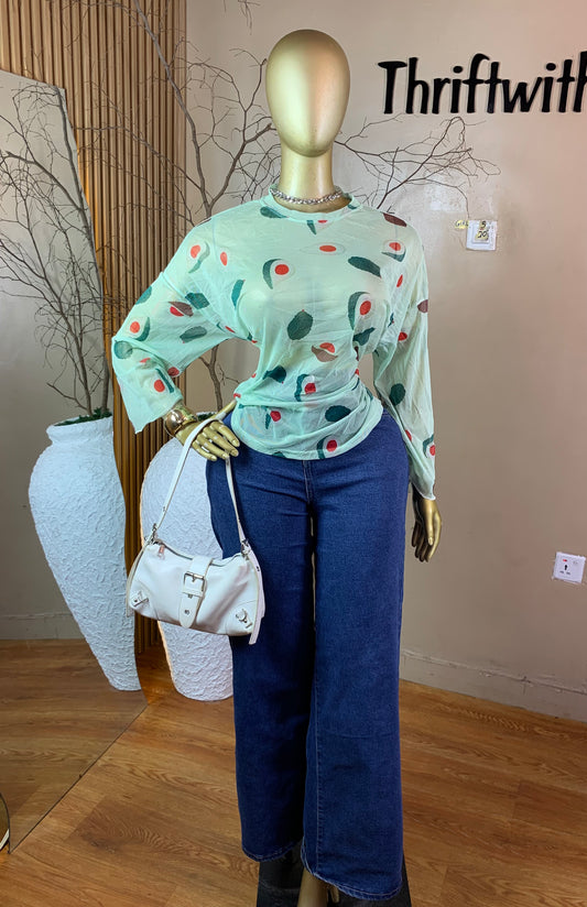 SIZE20 GIRL5 GREEN MESH TOP ONLY