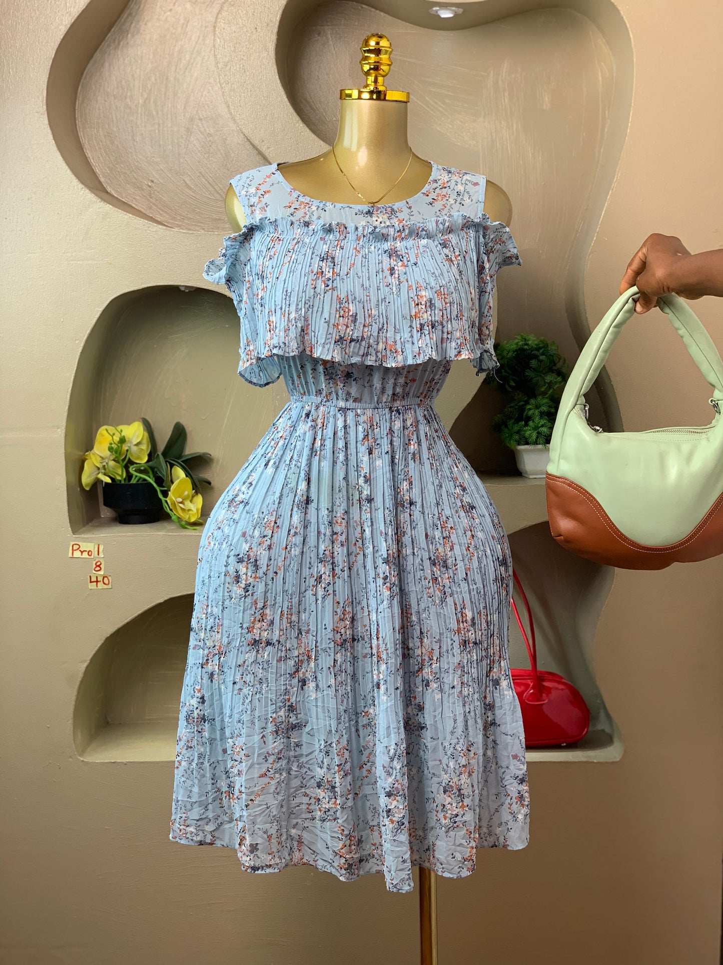 PRO1 SIZE8 Blue floral DRESS Length40
