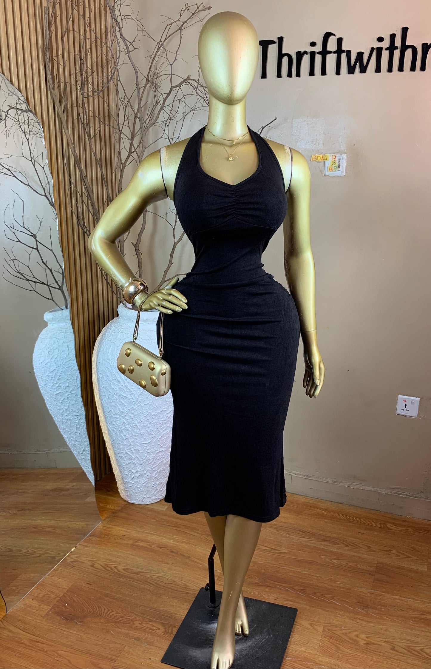 BOLU17 SIZE8 Length49 black dress