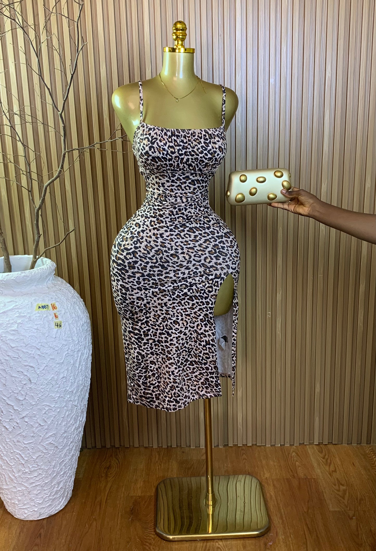 ABBY16 SIZE6 Length46 Animal print dress